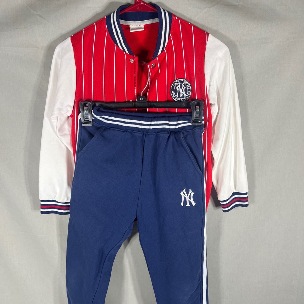 MLB Tracksuit Set Sporty Yankees Pinstripe Red Blue Boys XL